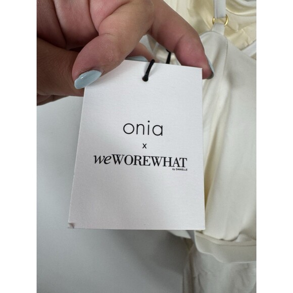 ONIA x WEWOREWHAT WHITE DANIELLE BELTED ONE PIECE SWIMSUIT SZ XS NWT - Picture 14 of 15